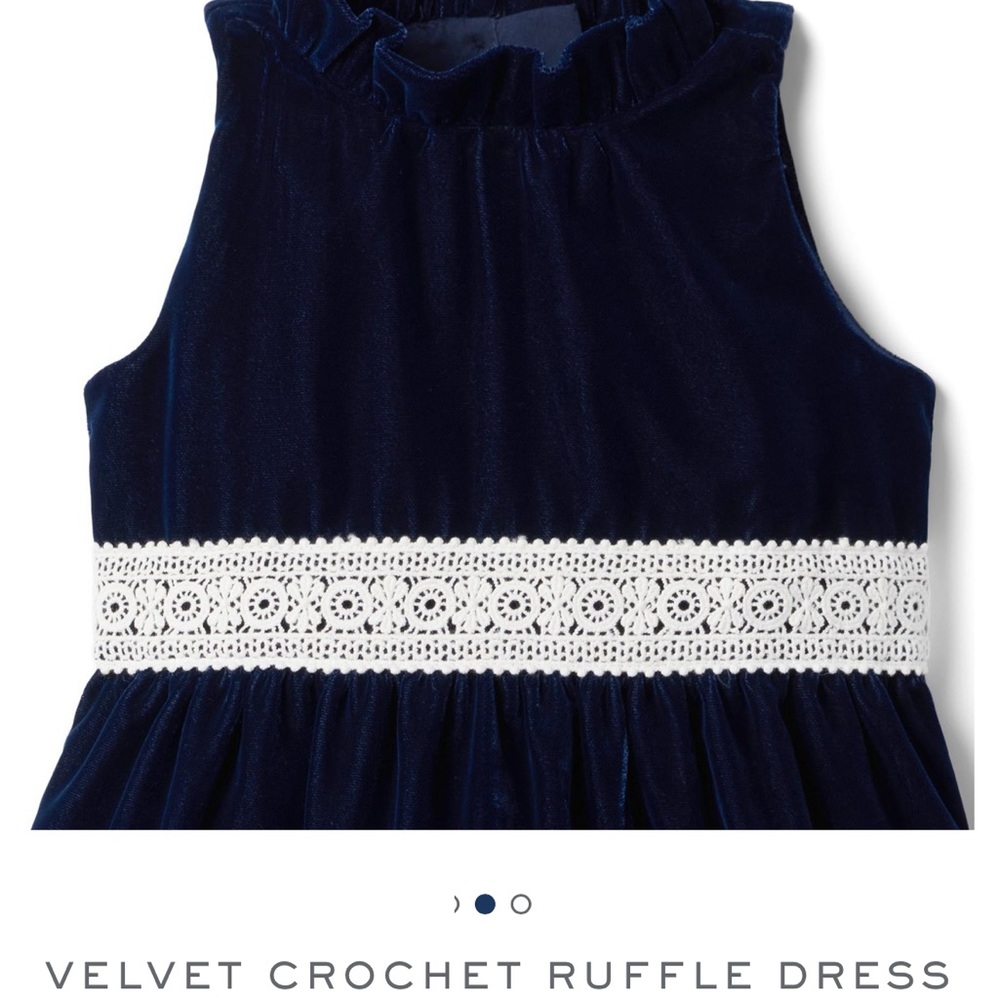 NWT Janie & Jack Velvet Crochet Ruffle Dress